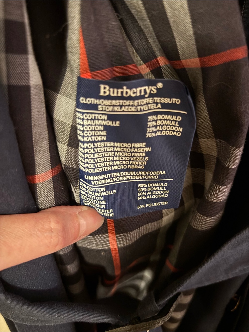 Burberry Navy Trench Coat with Signature Check Interior - Picture 3 of 9